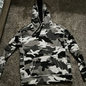 Mens Hollister Camo Black Grey White Hoodie